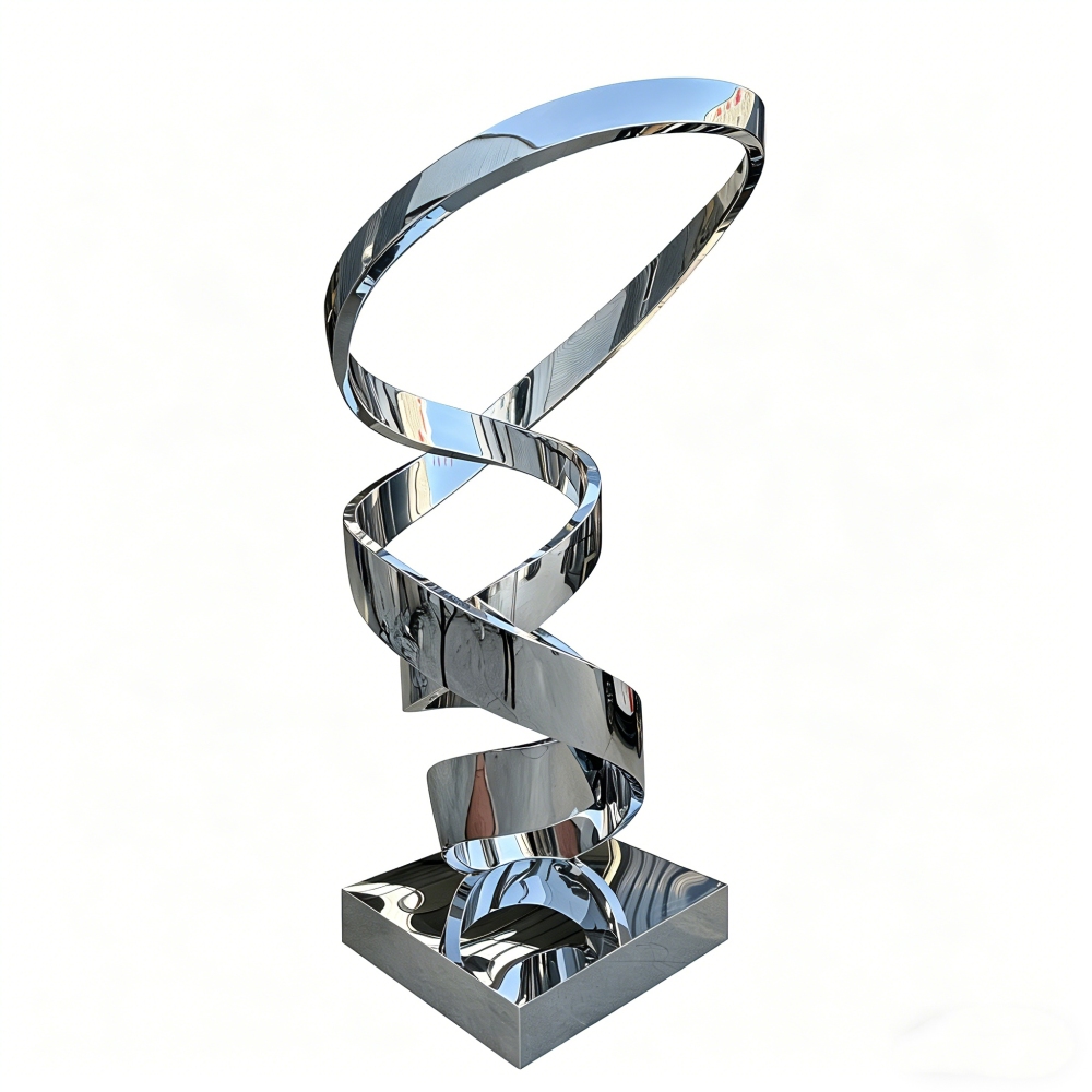 Large Abstract Spiral Stainless Steel Sculpture for Modern Garden