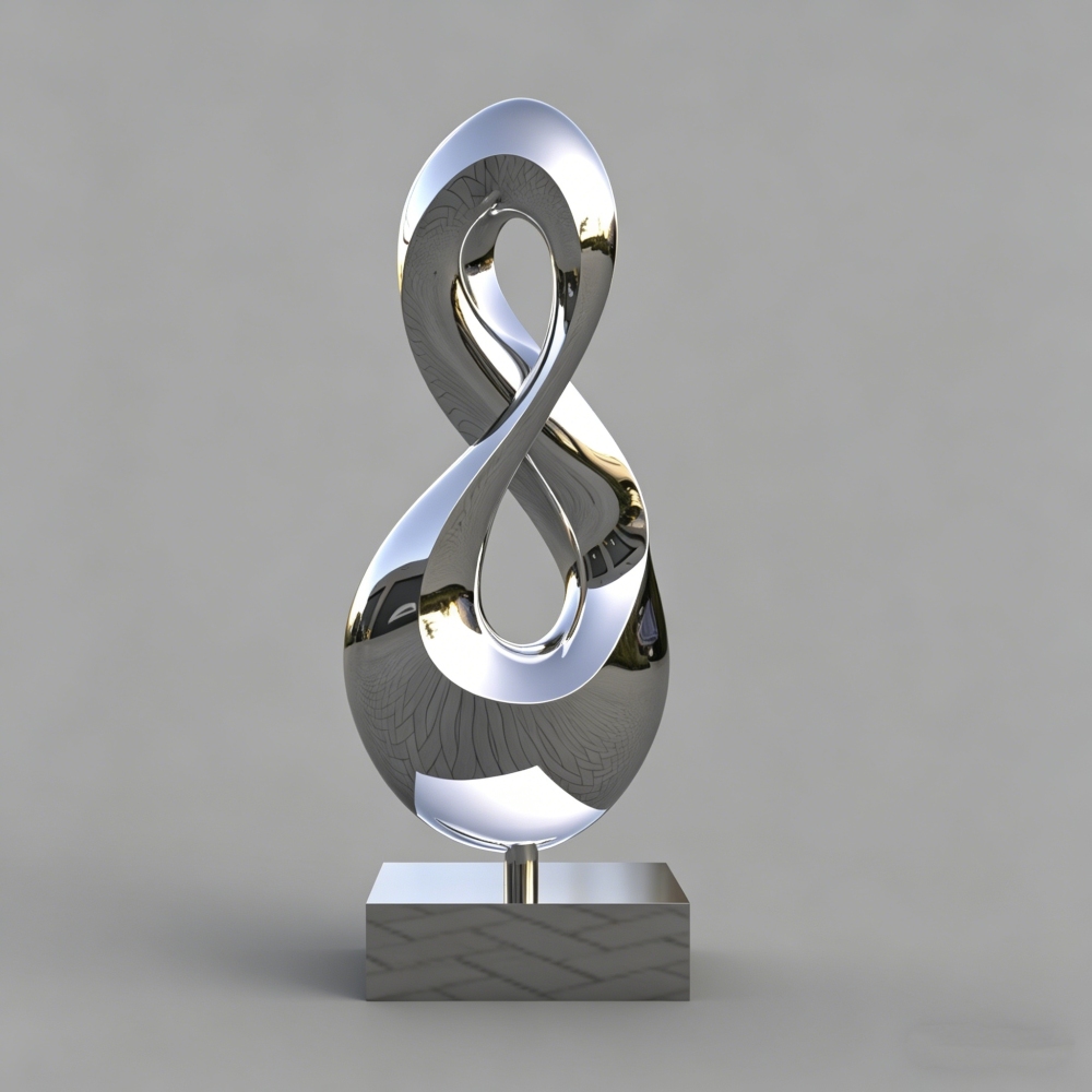Modern Mirror-Polished Infinity Loop Stainless Steel Sculpture