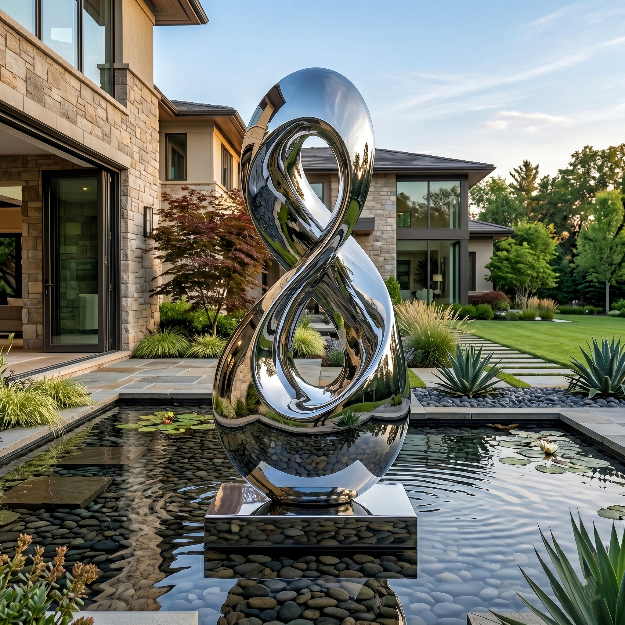 Modern Infinity Loop Stainless Steel Sculpture | Custom Metal Art