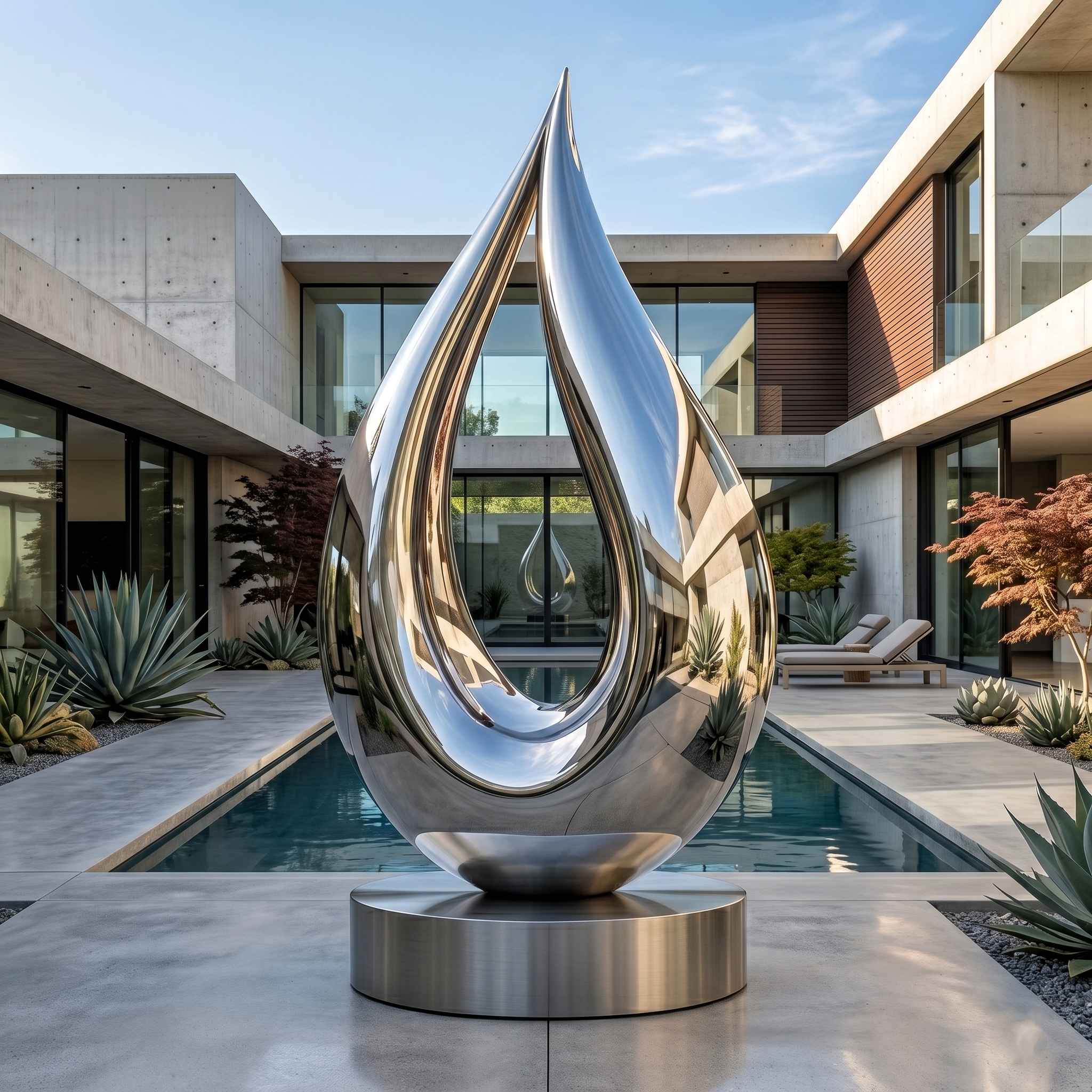 The Essence of Fluidity: Modern Water Drop Stainless Steel Sculptures