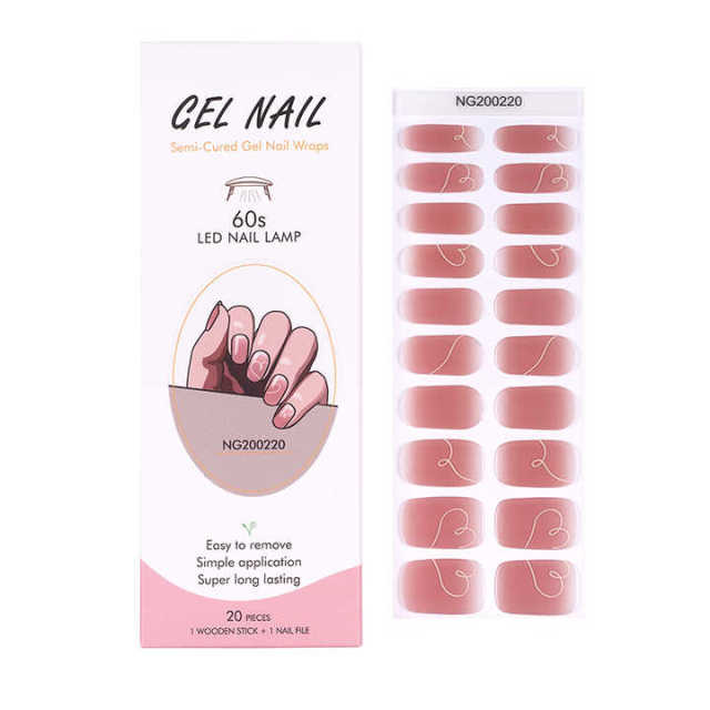 Huizi Hot Sell Valentine Semi Cured Wraps Long Lasting Gel Nail Stickers New Arrival Styles Nail Gel Wraps With Uv Lamp Gel Nail