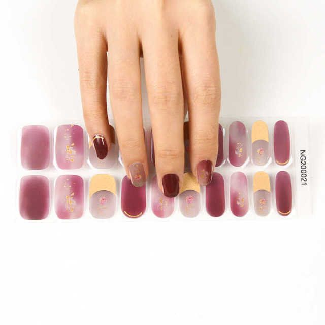 Gradient Color Nail Supplier Beauty Nail Art Sticker Crescent Moon Semi Cured Nail Strips French Tips Gel Polish Wraps