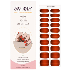 Huizi Nail Supplier Christmas Gel Nail Strip Wraps Non-Toxic Long Lasting Semi Cured Gel Nail Stickers