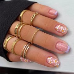 Fashionable 24 Pcs Short French Nails Colorful Tip Artificial Nails Private Label Wholesale Press on Nails