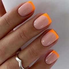 Fashionable 24 Pcs Short French Nails Colorful Tip Artificial Nails Private Label Wholesale Press on Nails