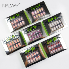 Nailway High Quality Glossy Custom 30 Pcs Acrylic Gel Cat Eye Stiletto Fake Nails Press on Wholesale