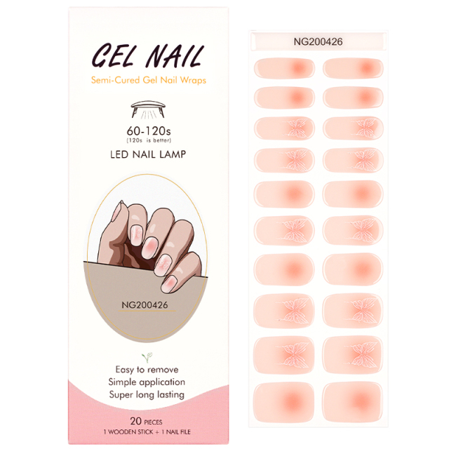 Huizi Nail Supplier Christmas Gel Nail Strip Wraps Non-Toxic Long Lasting Semi Cured Gel Nail Stickers