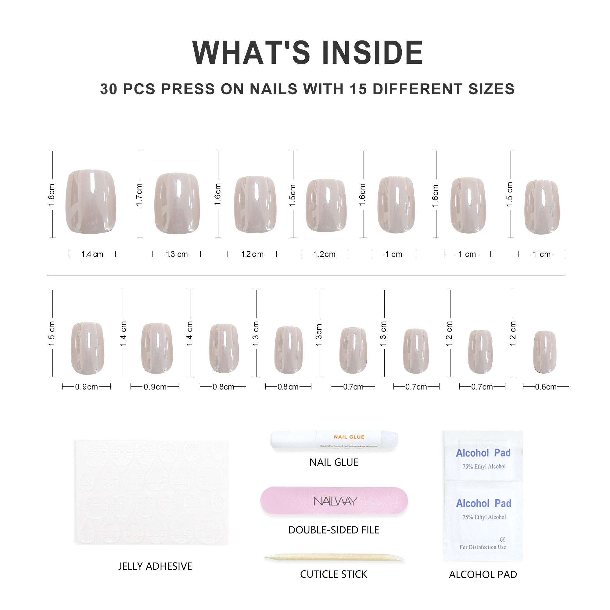 High Quality Laser Design 30Pcs  Glossy Short Square Artificial False Nails Custom Chrome Press on Nails