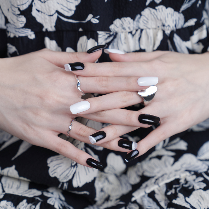 Gradient Color Nail Supplier Beauty Nail Art Sticker Crescent Moon Semi Cured Nail Strips French Tips Gel Polish Wraps