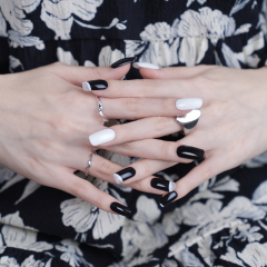 Gradient Color Nail Supplier Beauty Nail Art Sticker Crescent Moon Semi Cured Nail Strips French Tips Gel Polish Wraps