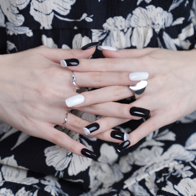 Gradient Color Nail Supplier Beauty Nail Art Sticker Crescent Moon Semi Cured Nail Strips French Tips Gel Polish Wraps