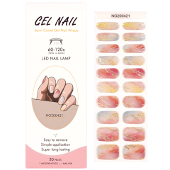 Huizi Nail Supplier Christmas Gel Nail Strip Wraps Non-Toxic Long Lasting Semi Cured Gel Nail Stickers