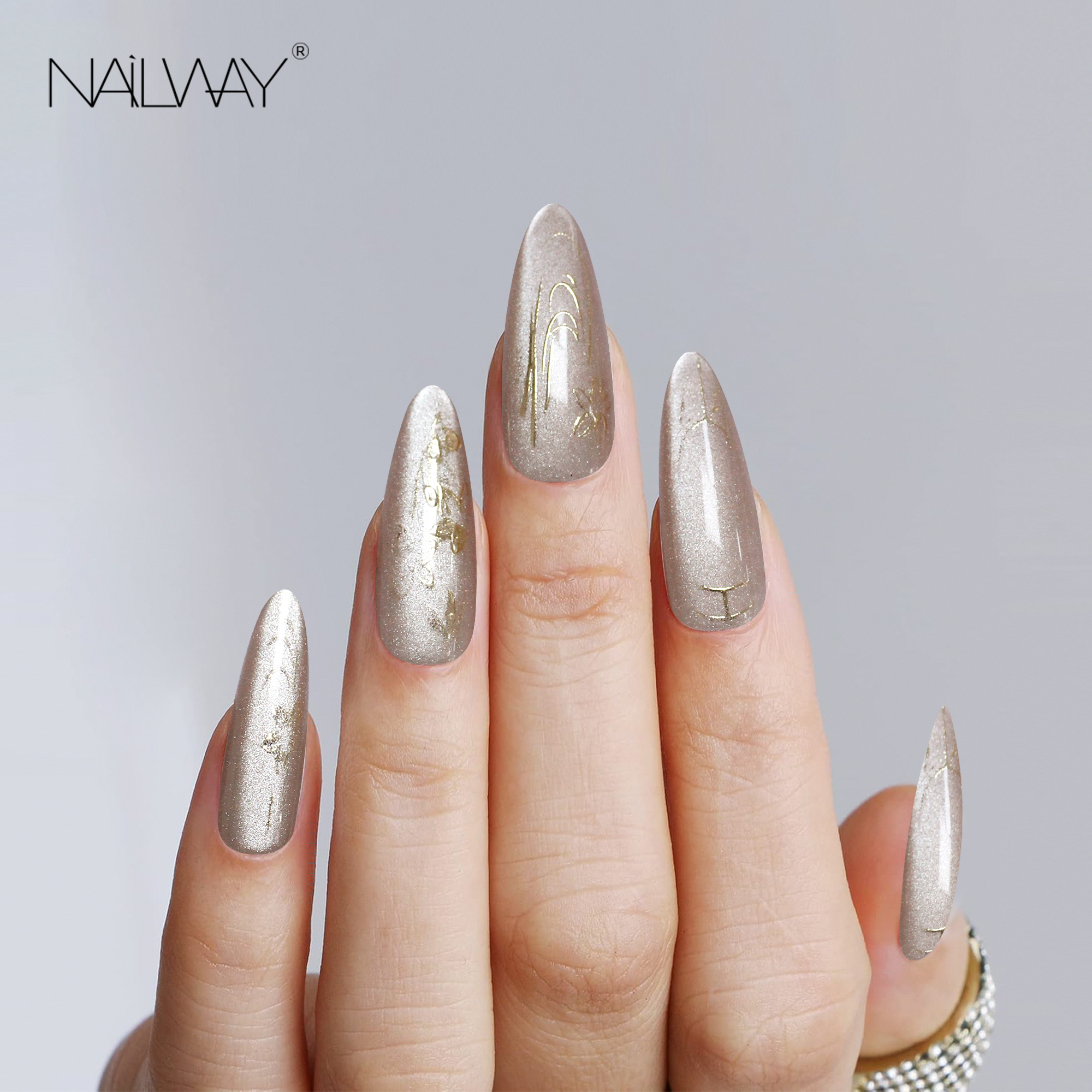 Nailway Handmade Soft Gel High Quality Acrylic Stiletto Press on Nails Artificial Glue on Nails