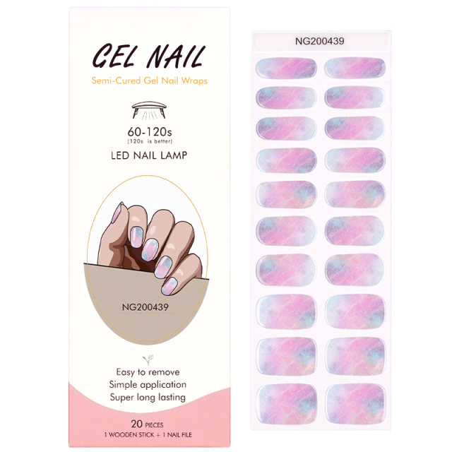 Huizi Nail Supplier Christmas Gel Nail Strip Wraps Non-Toxic Long Lasting Semi Cured Gel Nail Stickers