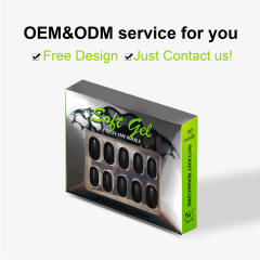Professional Nails Supplier Fit Perfectly Short Soft Gel Stick on Fake Nails Matte Black Oval French Tip Press on Nails