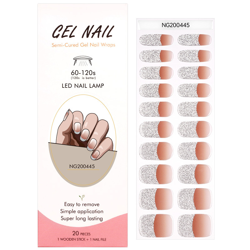 Huizi Nail Supplier Christmas Gel Nail Strip Wraps Non-Toxic Long Lasting Semi Cured Gel Nail Stickers
