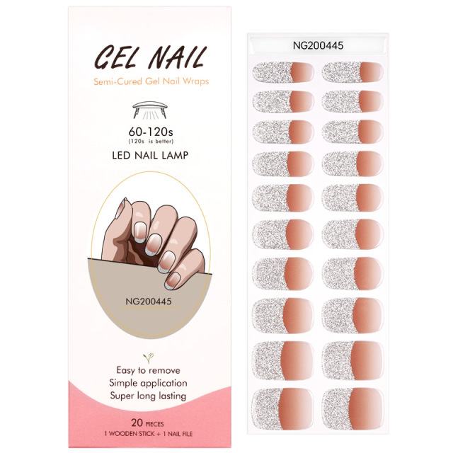 Huizi Nail Supplier Christmas Gel Nail Strip Wraps Non-Toxic Long Lasting Semi Cured Gel Nail Stickers