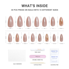 Nailway Custom Artificial Nails Nude Color False Nails 30 Pcs Cat Eye Stiletto Press On Nails With Glitter