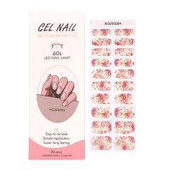 Huizi Hot Sell Valentine Semi Cured Wraps Long Lasting Gel Nail Stickers New Arrival Styles Nail Gel Wraps With Uv Lamp Gel Nail