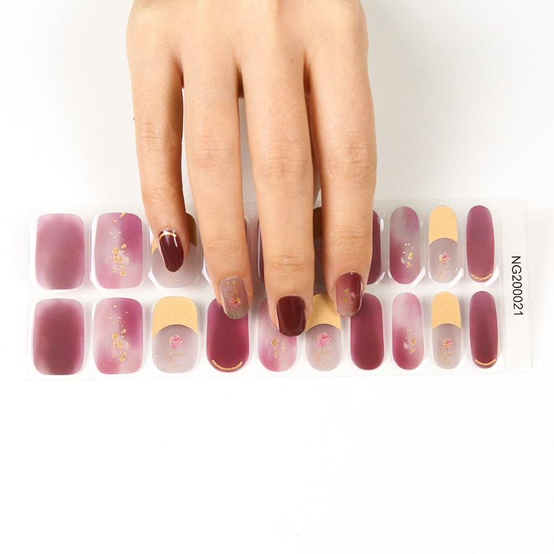 Gradient Color Nail Supplier Beauty Nail Art Sticker Crescent Moon Semi Cured Nail Strips French Tips Gel Polish Wraps