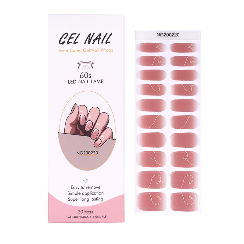 Huizi Hot Sell Valentine Semi Cured Wraps Long Lasting Gel Nail Stickers New Arrival Styles Nail Gel Wraps With Uv Lamp Gel Nail