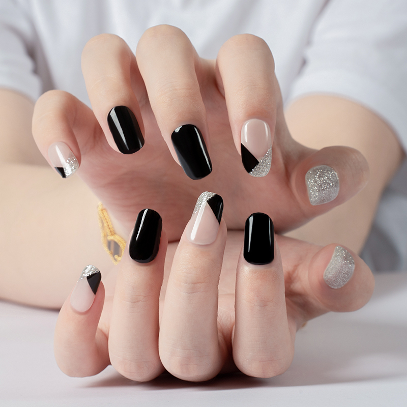Gradient Color Nail Supplier Beauty Nail Art Sticker Crescent Moon Semi Cured Nail Strips French Tips Gel Polish Wraps