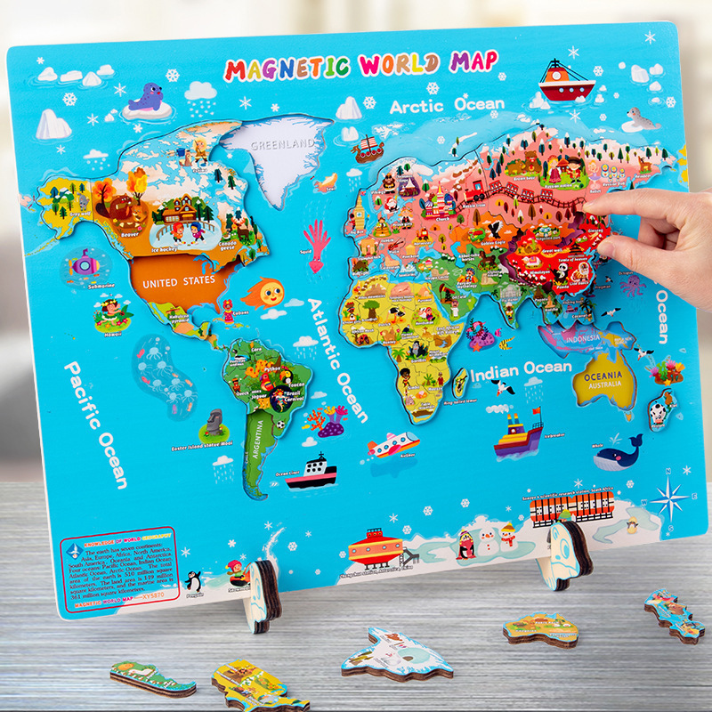 Early education wooden world map puzzle