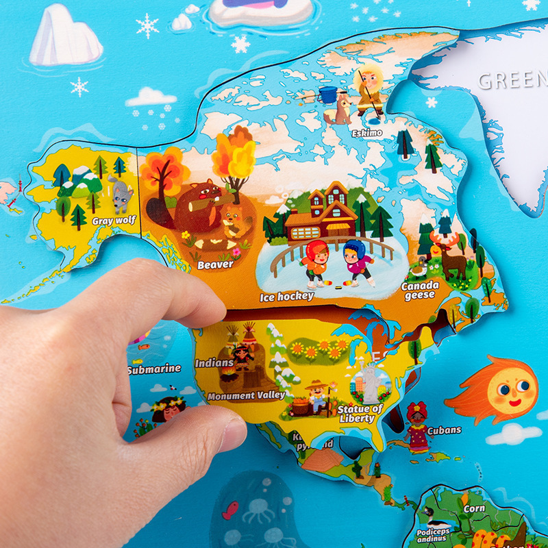 Early education wooden world map puzzle