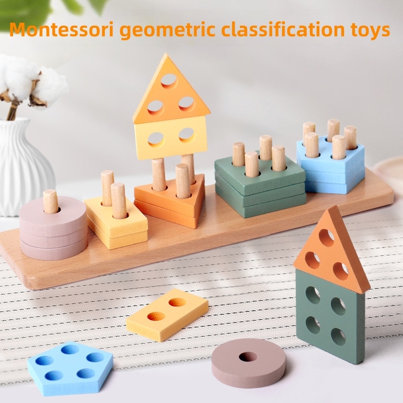 Wooden Geometric Shape Sorting Game Set
