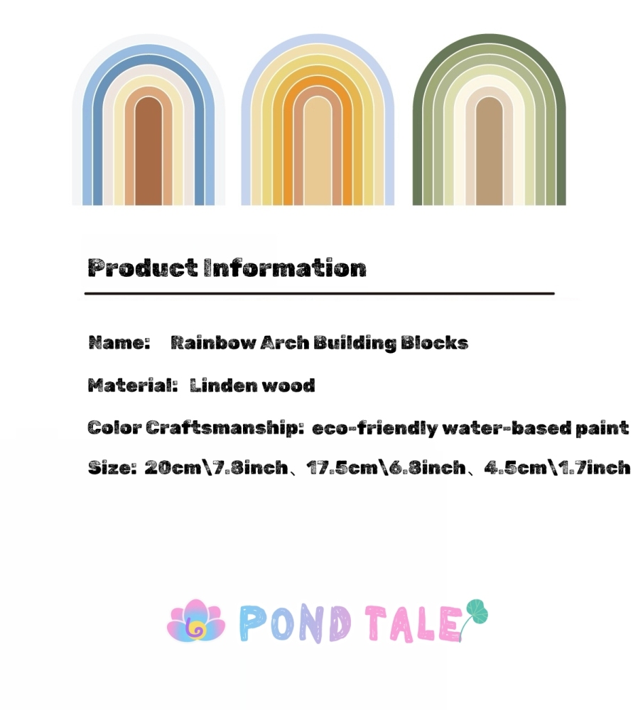 Brightly Colored Rainbow Arch Building Blocks,Rainbow Arch Blocks,Natural Linden Wood, Basswood,Non-Toxic Water-Based Paint