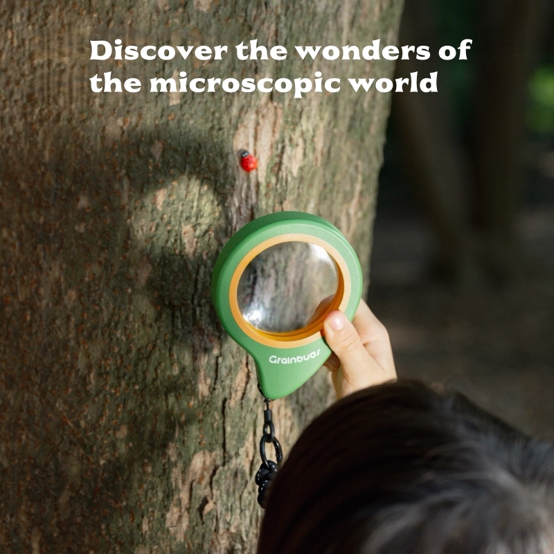 Children's Outdoor Magnifier, Carpinus Wood, Adjustable Lanyard,Children's Explorer