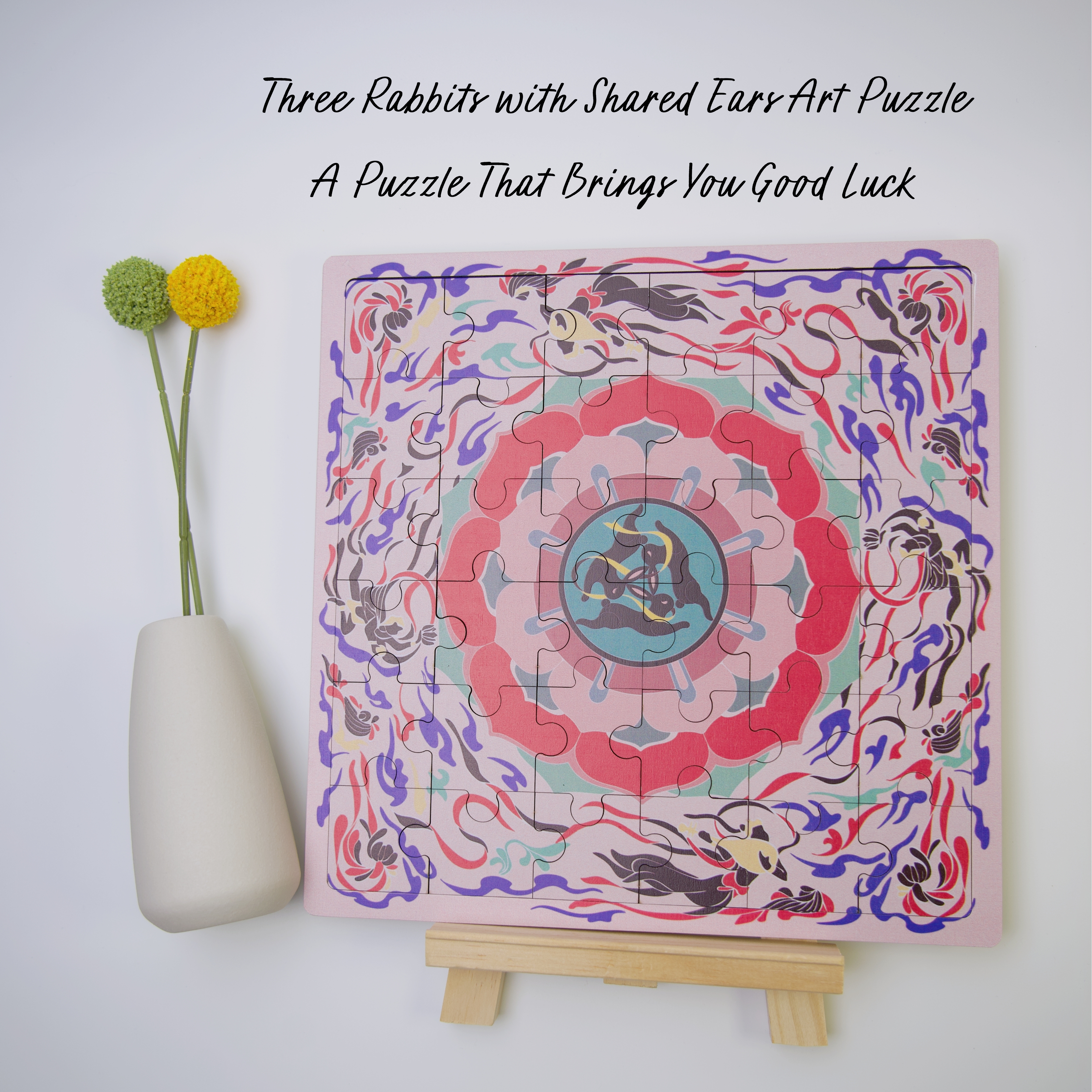Three Rabbits Sharing Ears Art Puzzle