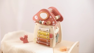 Mushroom - Shaped Wooden Activity Cube