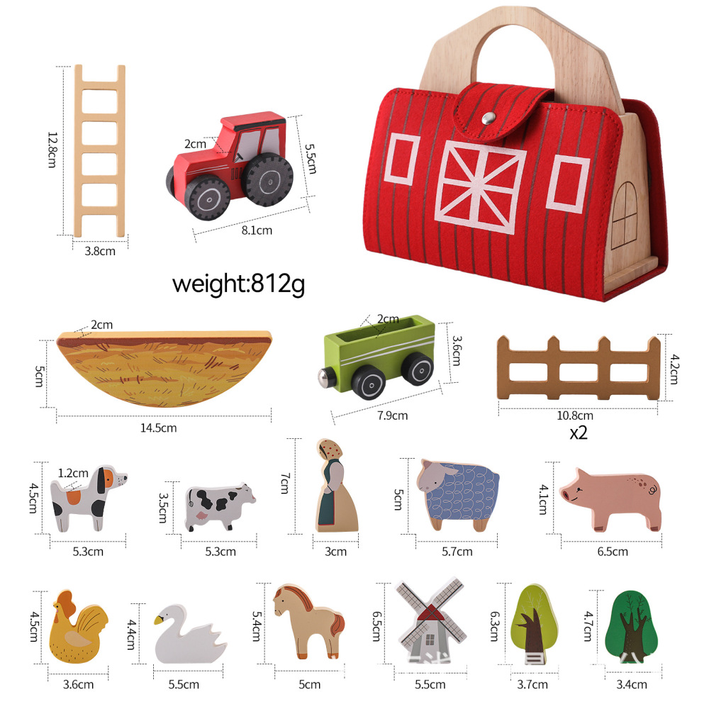 Wooden barn building blocks