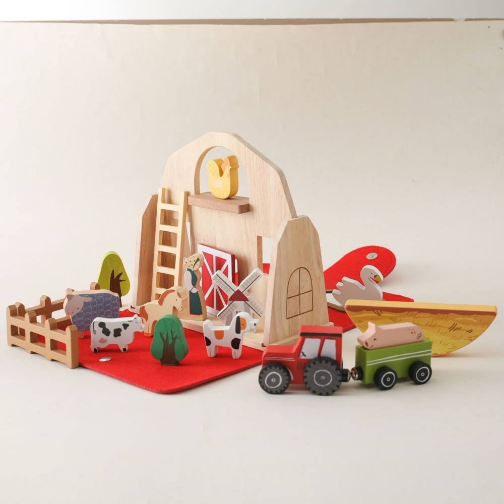 Wooden barn building blocks