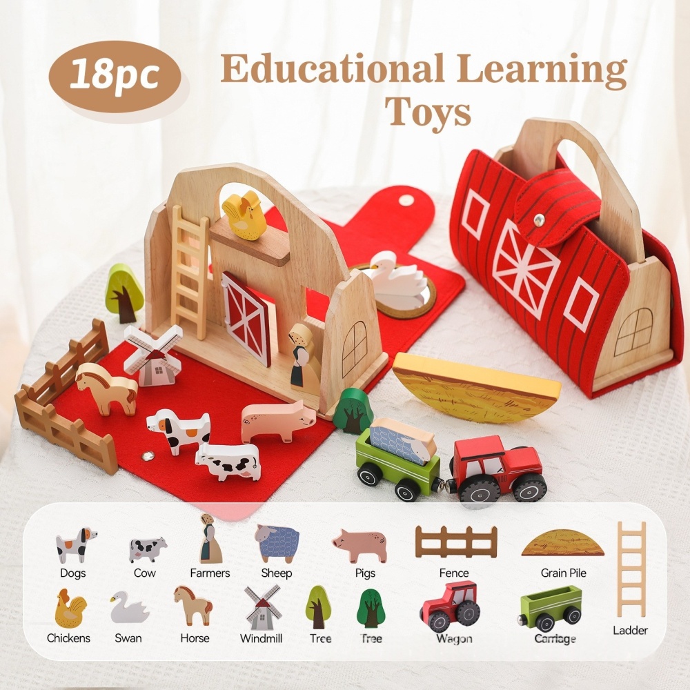 Wooden barn building blocks