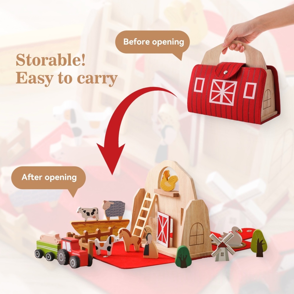 Wooden barn building blocks