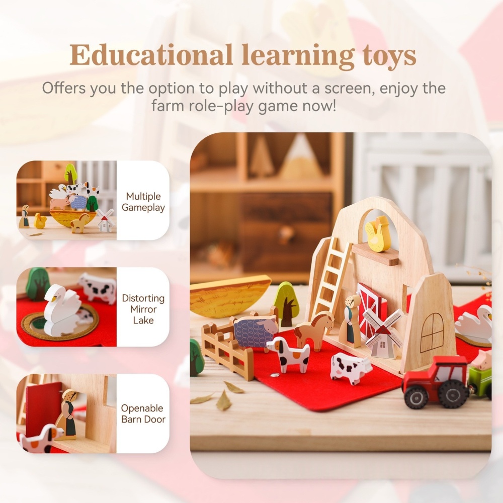 Wooden barn building blocks
