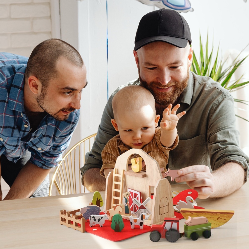 Wooden barn building blocks