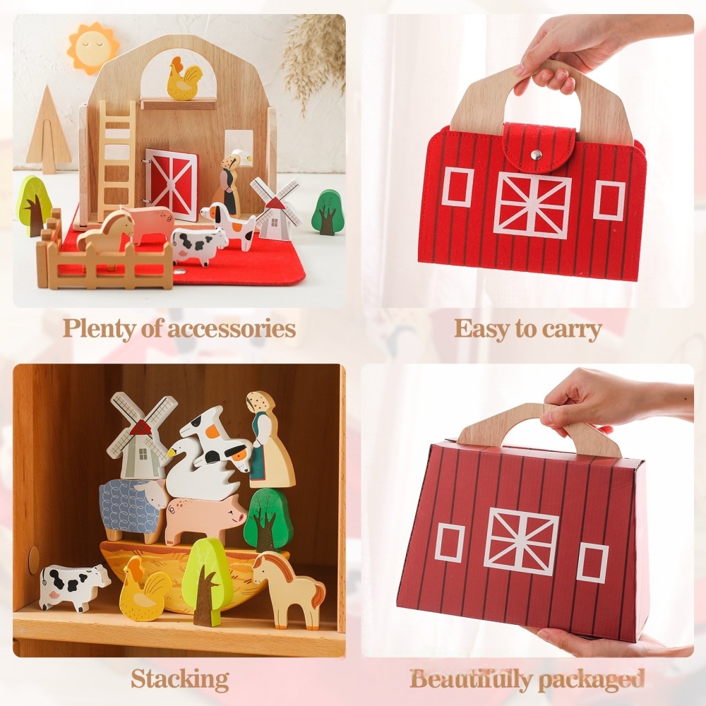 Wooden barn building blocks