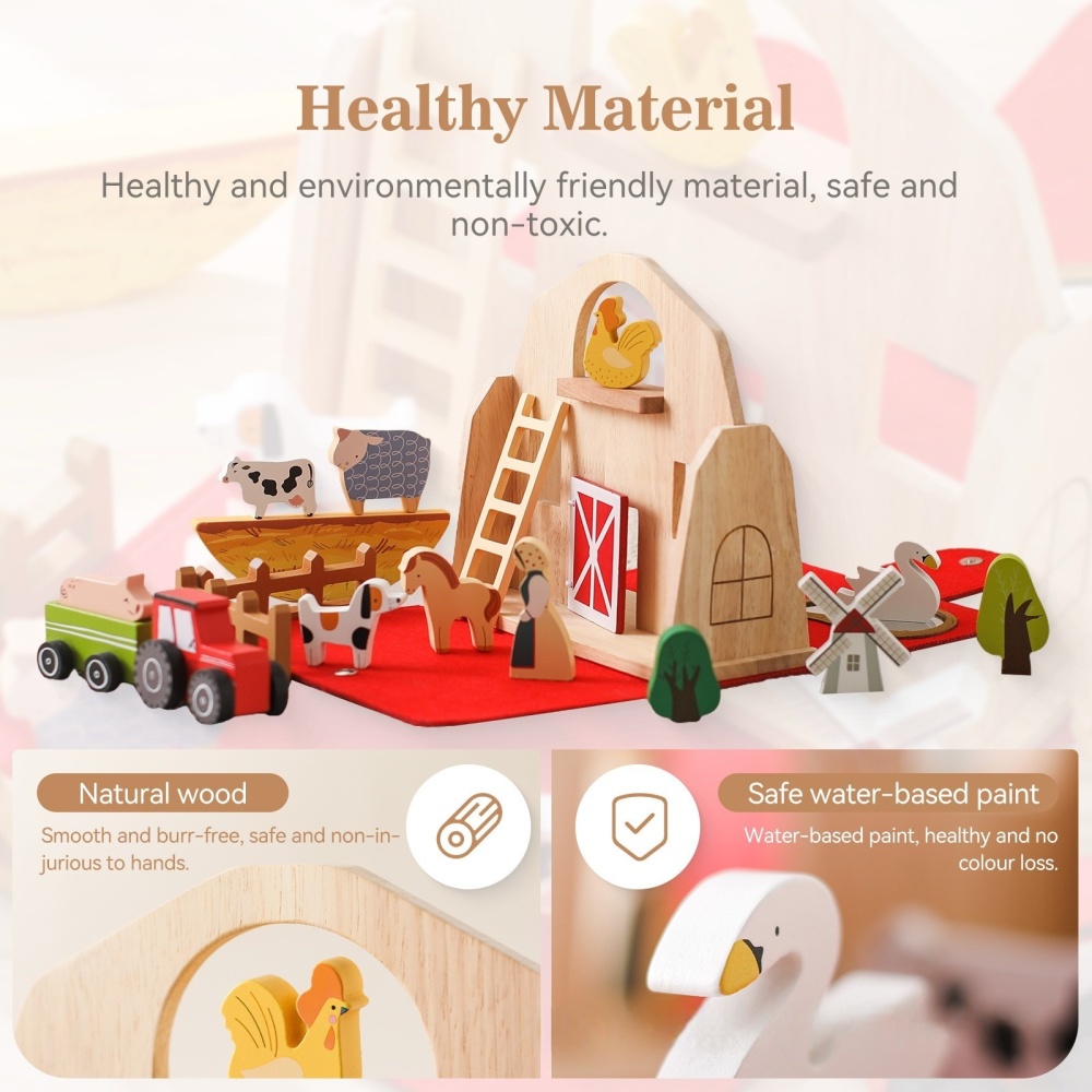 Wooden barn building blocks