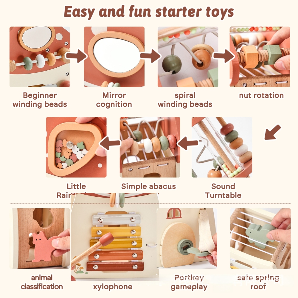 Mushroom - Shaped Wooden Activity Cube