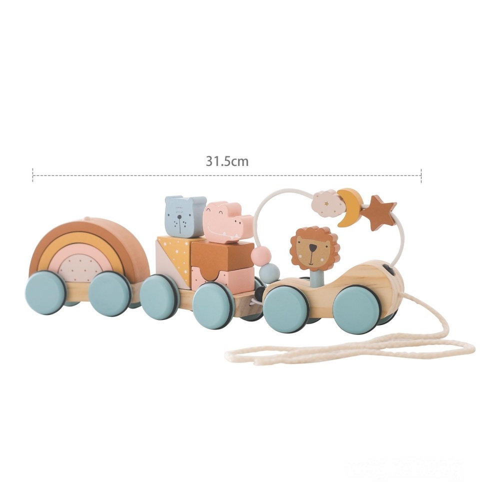 Lion Ring Beads Pulling Car Toy