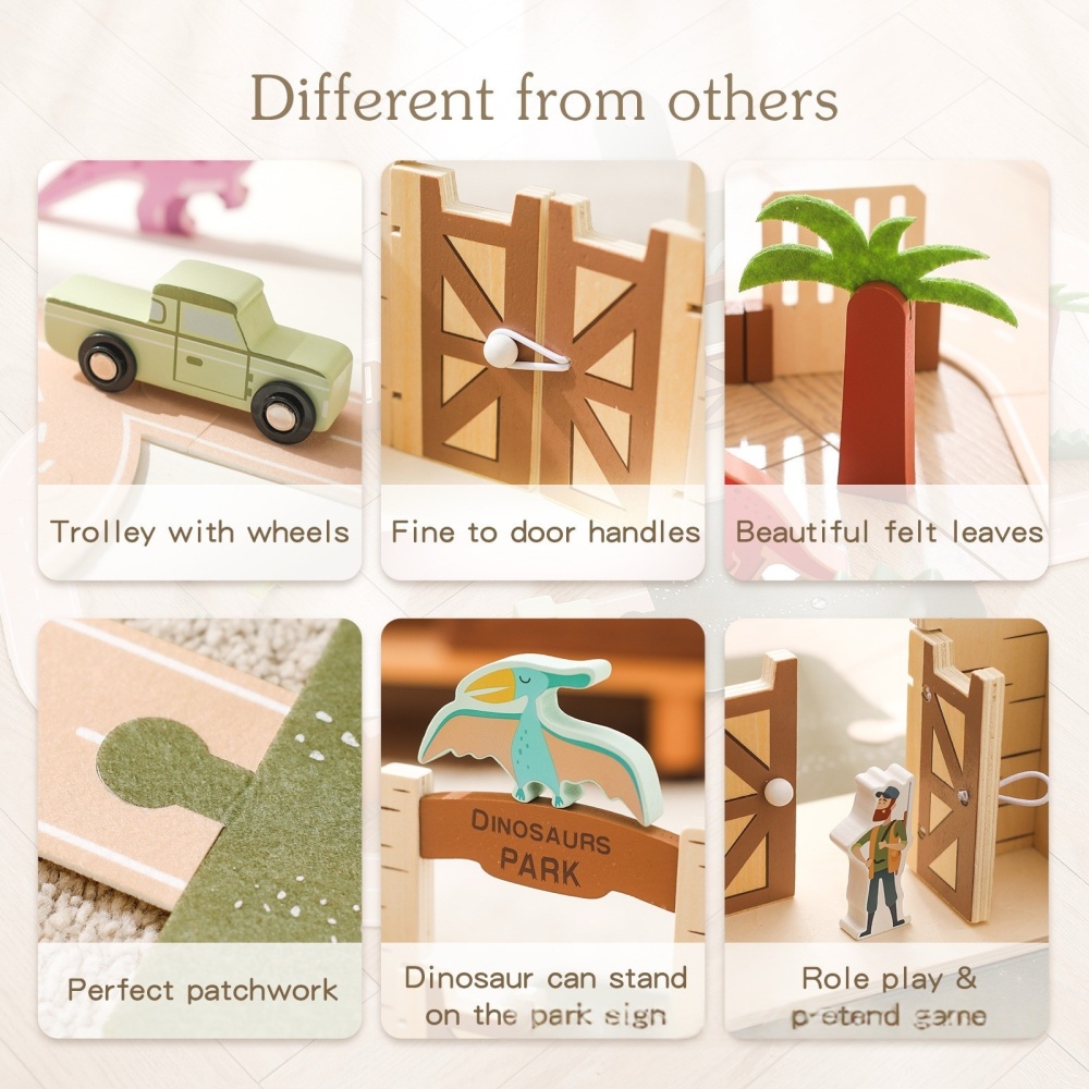 Wooden Felt Dinosaur Track Scene Toy