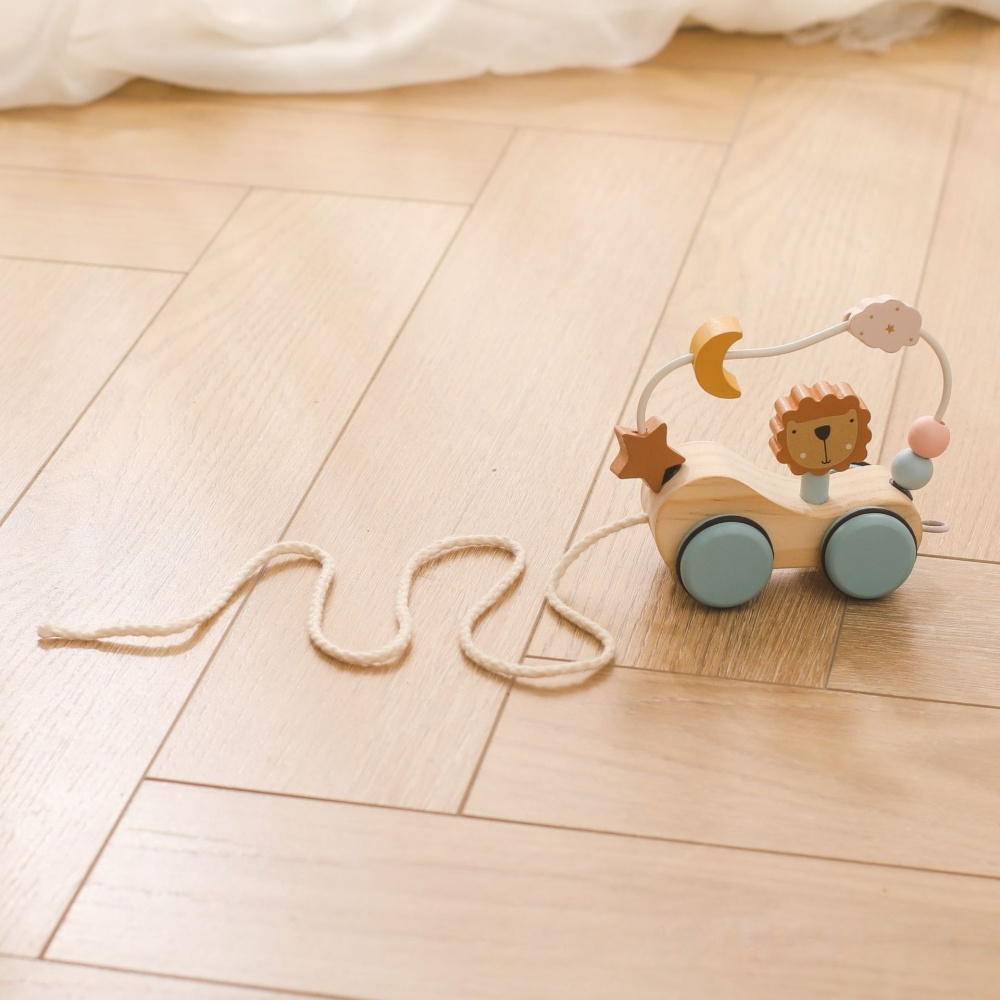 Lion Ring Beads Pulling Car Toy