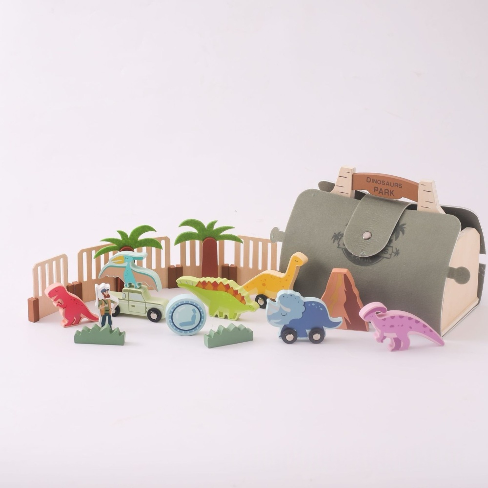 Wooden Felt Dinosaur Track Scene Toy