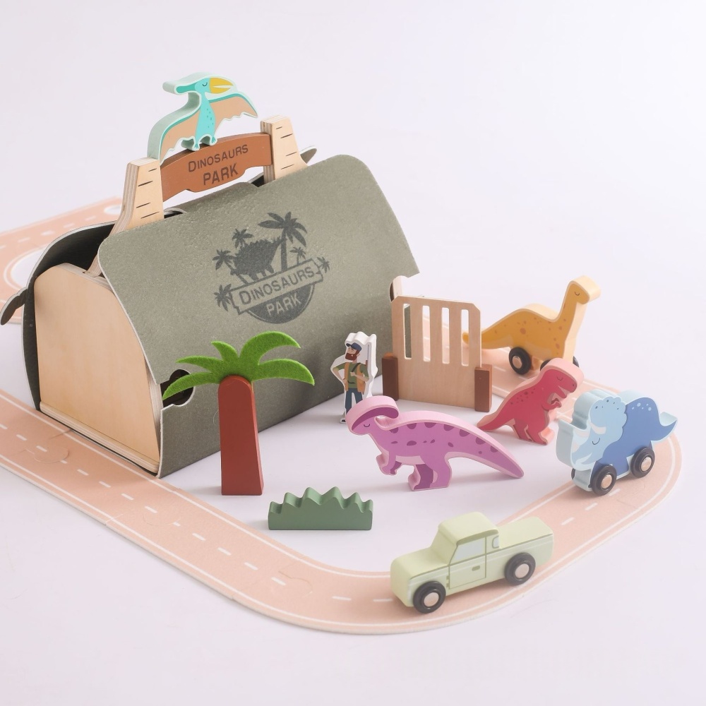 Wooden Felt Dinosaur Track Scene Toy