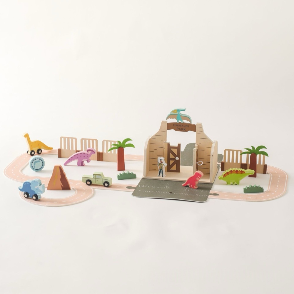 Wooden Felt Dinosaur Track Scene Toy