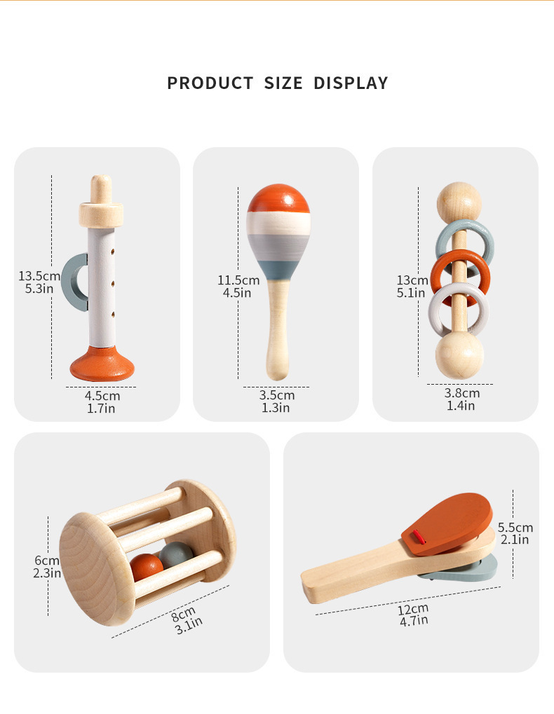Orff Wooden Baby Music Toy Set – 5 - Piece