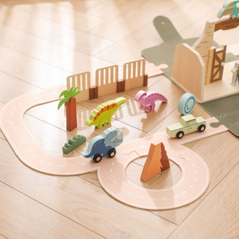 Wooden Felt Dinosaur Track Scene Toy